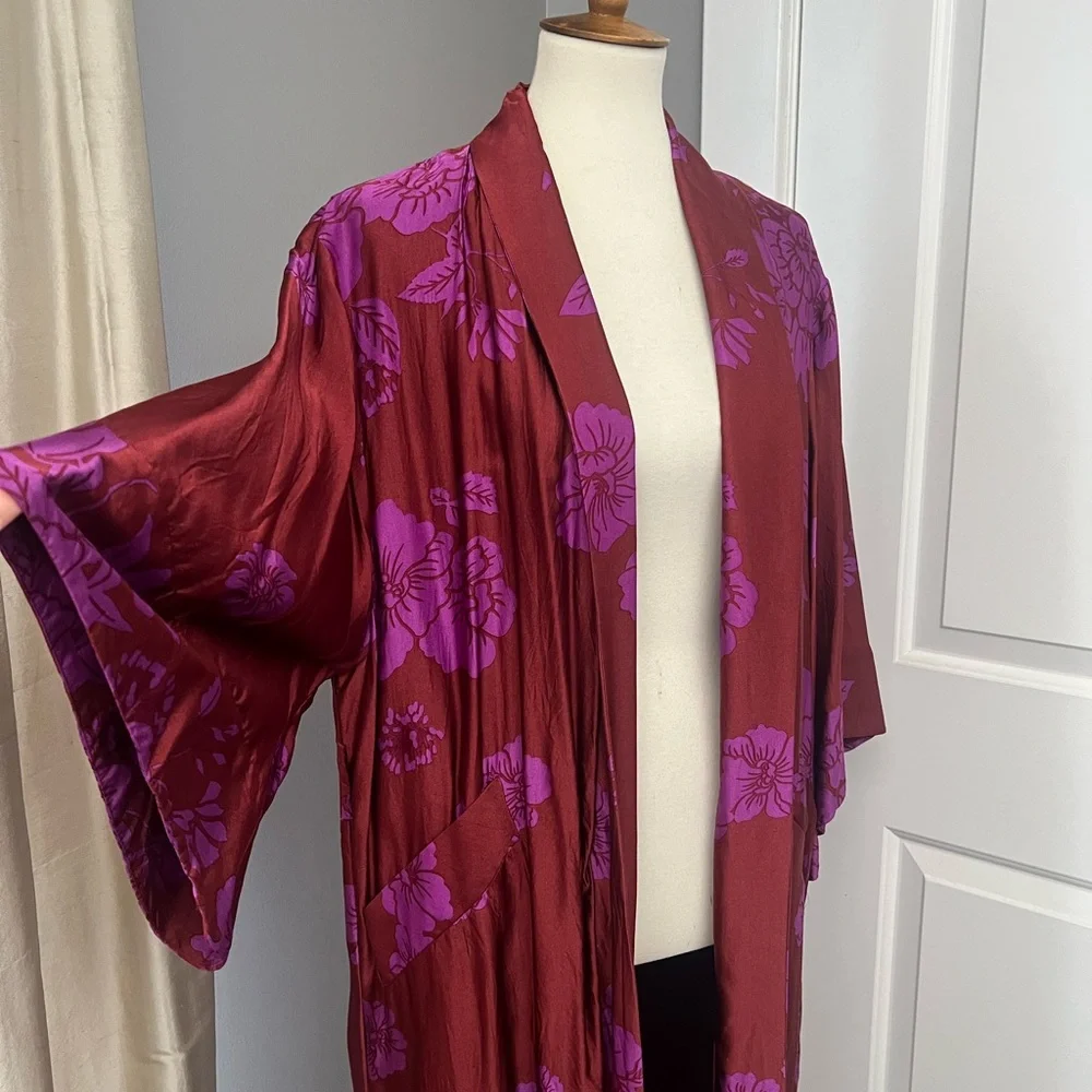 Zara Floral Kimono with Purple Accents - Picture 2 of 11